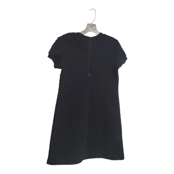 Zara WomanTextured A-lined Black Dress Size M Short Sleeve Knee Length Quilted - Picture 2 of 10